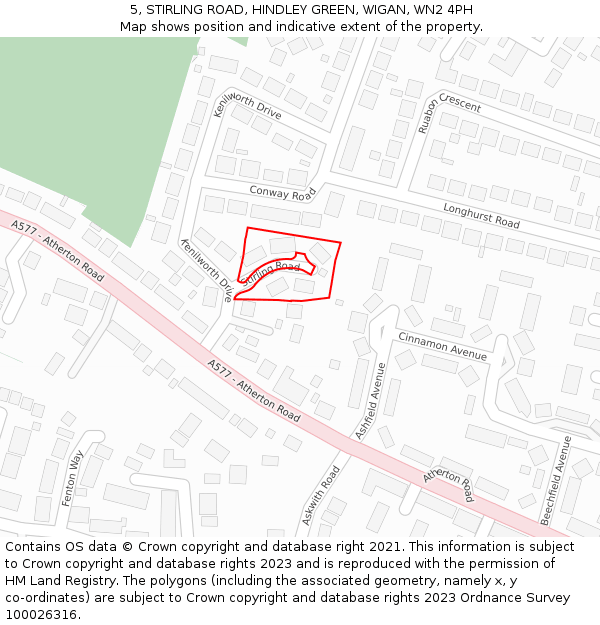 5, STIRLING ROAD, HINDLEY GREEN, WIGAN, WN2 4PH: Location map and indicative extent of plot