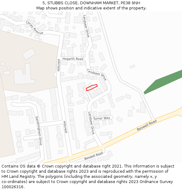 5, STUBBS CLOSE, DOWNHAM MARKET, PE38 9NH: Location map and indicative extent of plot