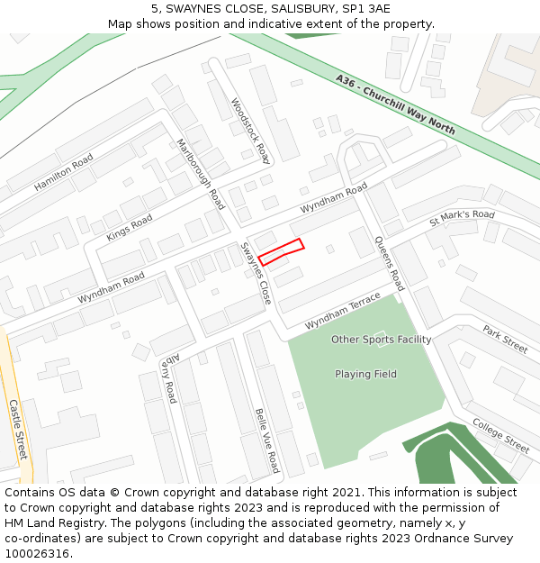 5, SWAYNES CLOSE, SALISBURY, SP1 3AE: Location map and indicative extent of plot