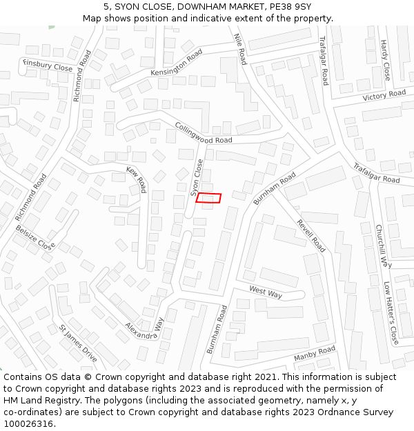 5, SYON CLOSE, DOWNHAM MARKET, PE38 9SY: Location map and indicative extent of plot