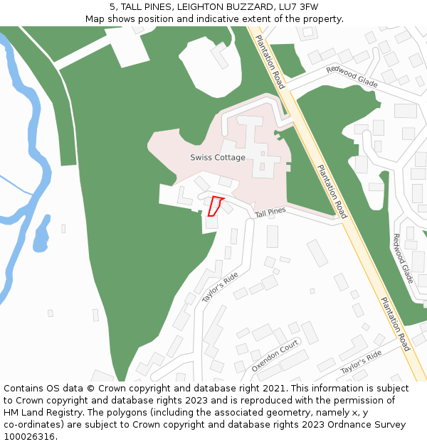 5, TALL PINES, LEIGHTON BUZZARD, LU7 3FW: Location map and indicative extent of plot