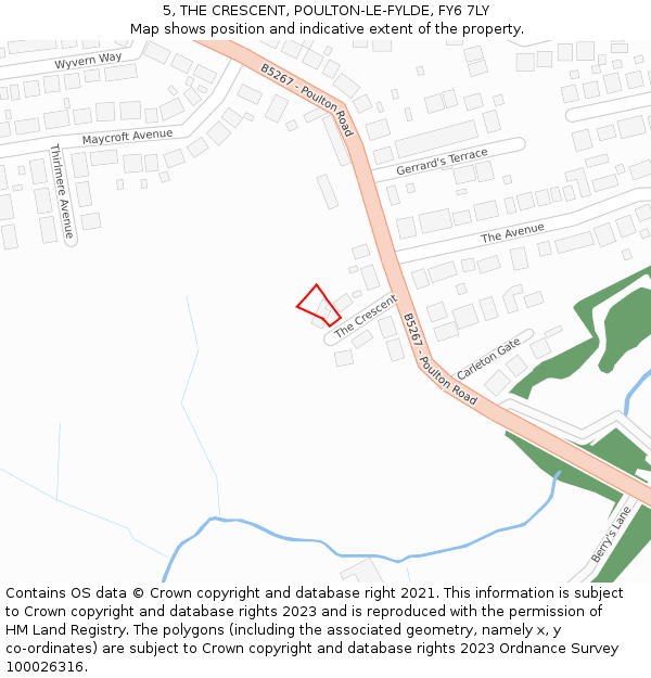 5, THE CRESCENT, POULTON-LE-FYLDE, FY6 7LY: Location map and indicative extent of plot