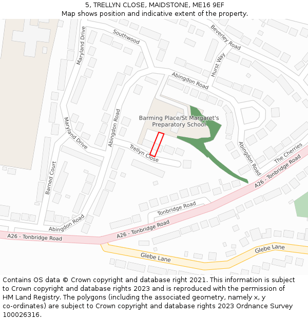 5, TRELLYN CLOSE, MAIDSTONE, ME16 9EF: Location map and indicative extent of plot