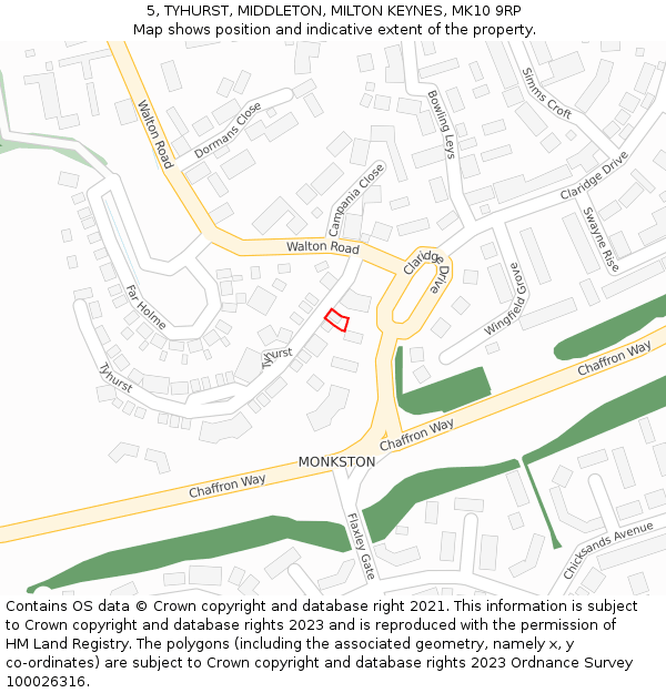 5, TYHURST, MIDDLETON, MILTON KEYNES, MK10 9RP: Location map and indicative extent of plot