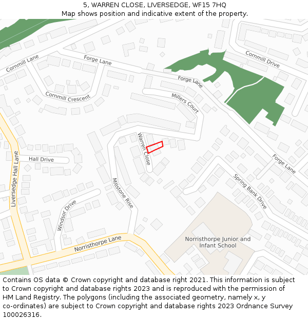 5, WARREN CLOSE, LIVERSEDGE, WF15 7HQ: Location map and indicative extent of plot