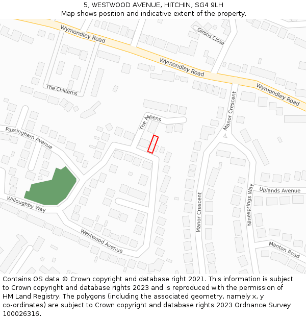 5, WESTWOOD AVENUE, HITCHIN, SG4 9LH: Location map and indicative extent of plot