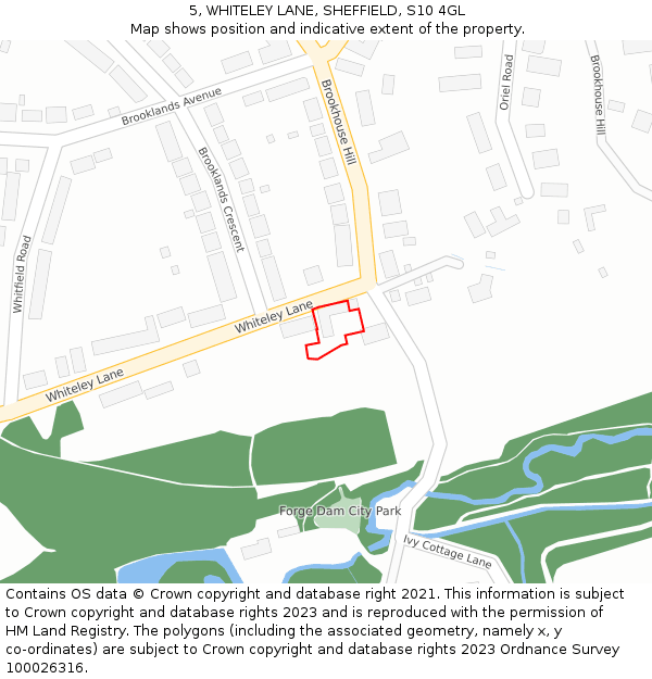 5, WHITELEY LANE, SHEFFIELD, S10 4GL: Location map and indicative extent of plot