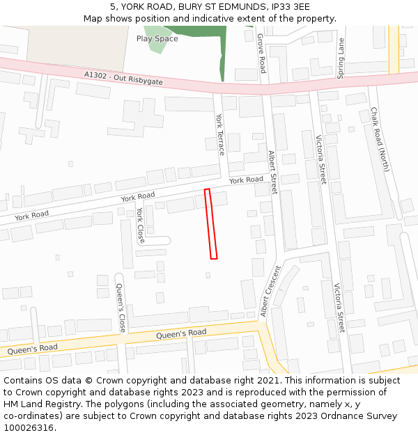 5, YORK ROAD, BURY ST EDMUNDS, IP33 3EE: Location map and indicative extent of plot