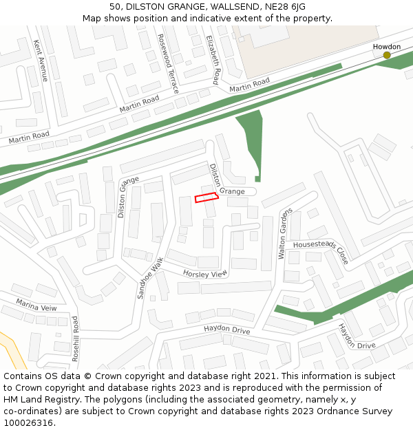 50, DILSTON GRANGE, WALLSEND, NE28 6JG: Location map and indicative extent of plot