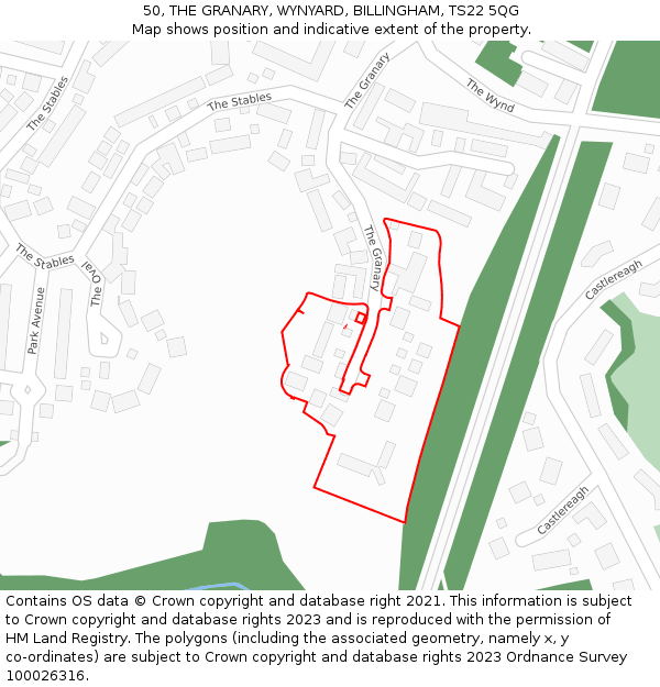 50, THE GRANARY, WYNYARD, BILLINGHAM, TS22 5QG: Location map and indicative extent of plot