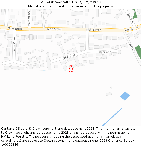 50, WARD WAY, WITCHFORD, ELY, CB6 2JR: Location map and indicative extent of plot