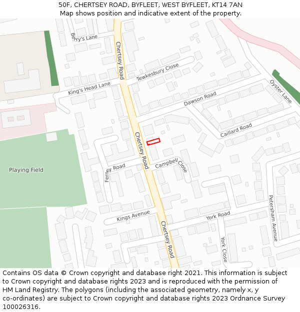 50F, CHERTSEY ROAD, BYFLEET, WEST BYFLEET, KT14 7AN: Location map and indicative extent of plot