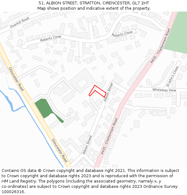 51, ALBION STREET, STRATTON, CIRENCESTER, GL7 2HT: Location map and indicative extent of plot