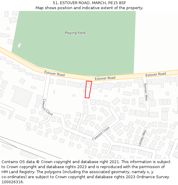 51, ESTOVER ROAD, MARCH, PE15 8SF: Location map and indicative extent of plot