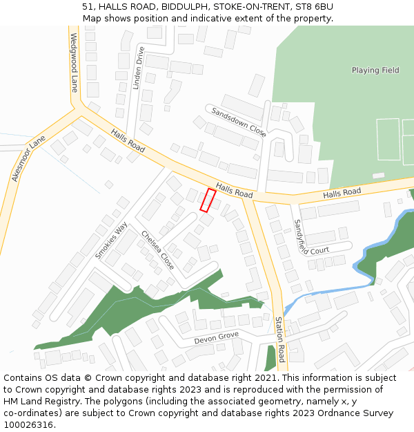 51, HALLS ROAD, BIDDULPH, STOKE-ON-TRENT, ST8 6BU: Location map and indicative extent of plot