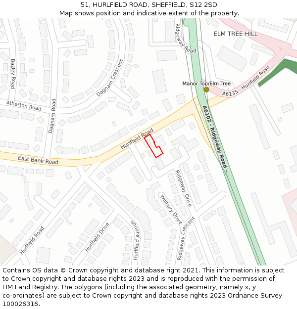 51, HURLFIELD ROAD, SHEFFIELD, S12 2SD: Location map and indicative extent of plot