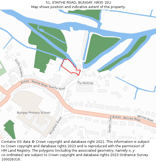 51, STAITHE ROAD, BUNGAY, NR35 1EU: Location map and indicative extent of plot