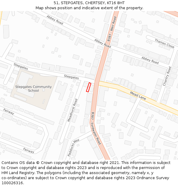 51, STEPGATES, CHERTSEY, KT16 8HT: Location map and indicative extent of plot