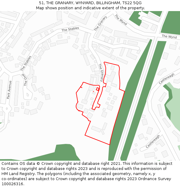 51, THE GRANARY, WYNYARD, BILLINGHAM, TS22 5QG: Location map and indicative extent of plot