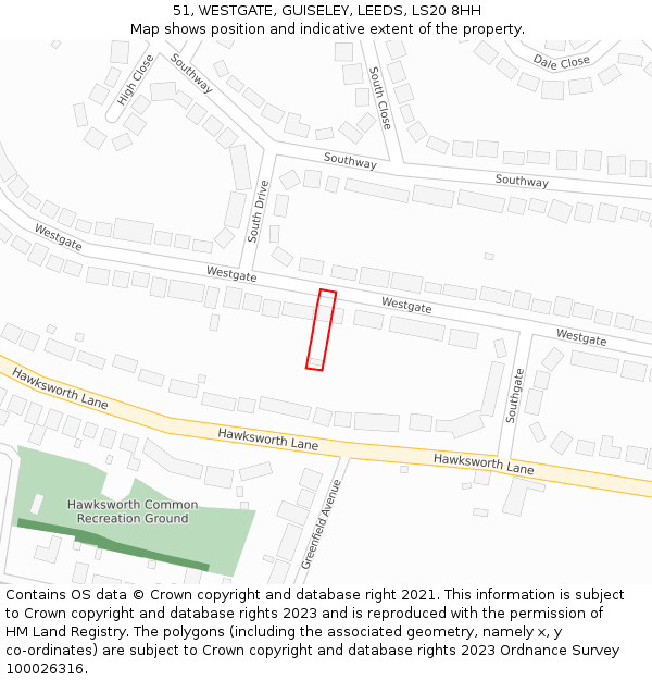 51, WESTGATE, GUISELEY, LEEDS, LS20 8HH: Location map and indicative extent of plot
