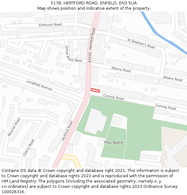 517B, HERTFORD ROAD, ENFIELD, EN3 5UA: Location map and indicative extent of plot