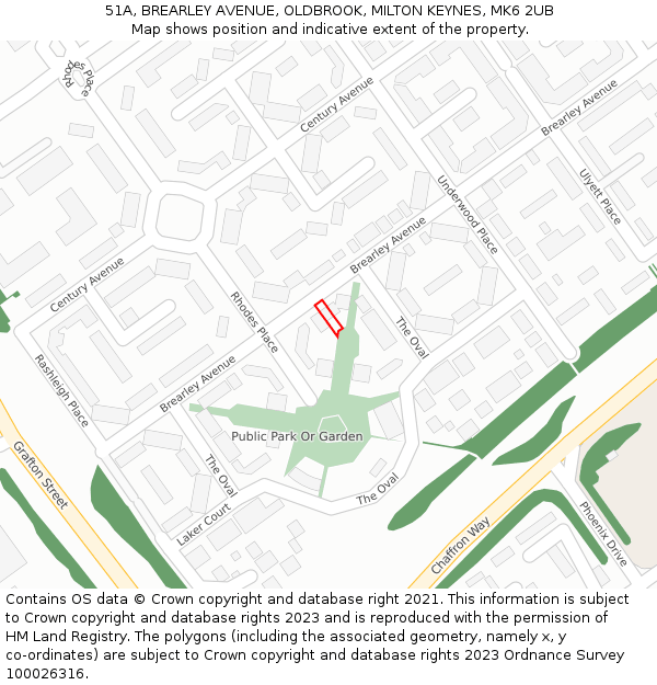 51A, BREARLEY AVENUE, OLDBROOK, MILTON KEYNES, MK6 2UB: Location map and indicative extent of plot