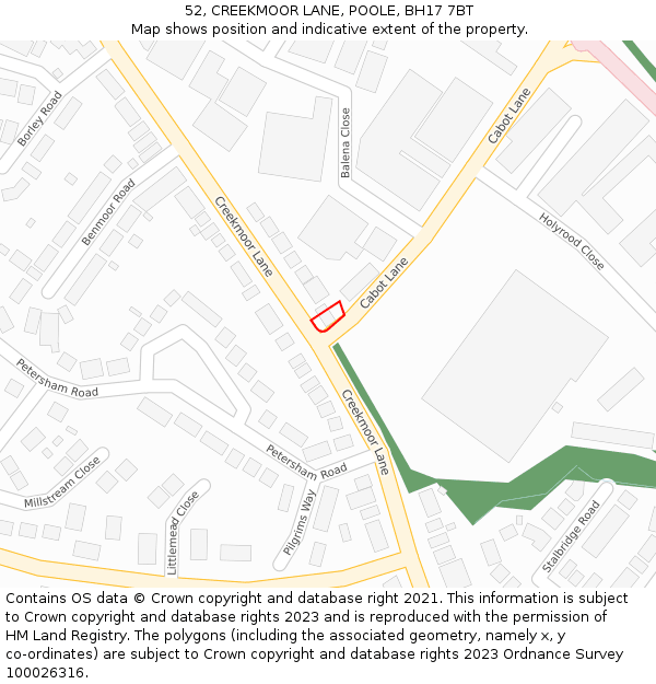 52, CREEKMOOR LANE, POOLE, BH17 7BT: Location map and indicative extent of plot