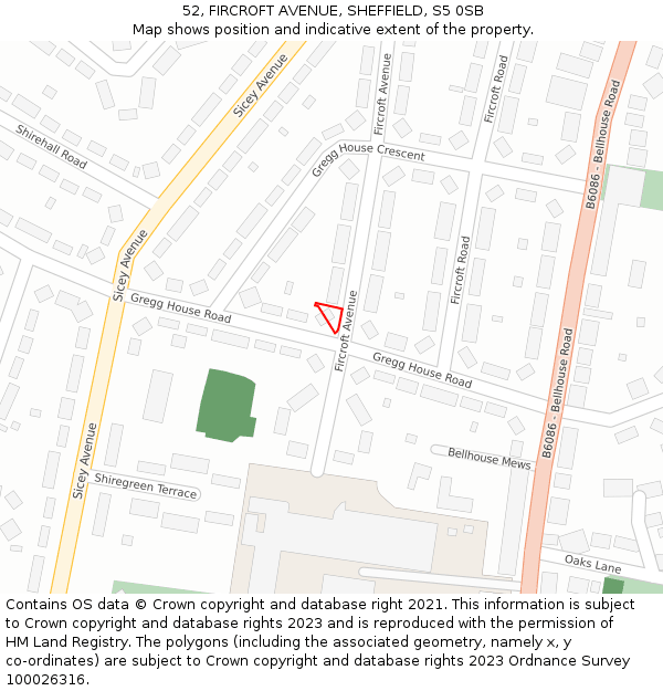 52, FIRCROFT AVENUE, SHEFFIELD, S5 0SB: Location map and indicative extent of plot