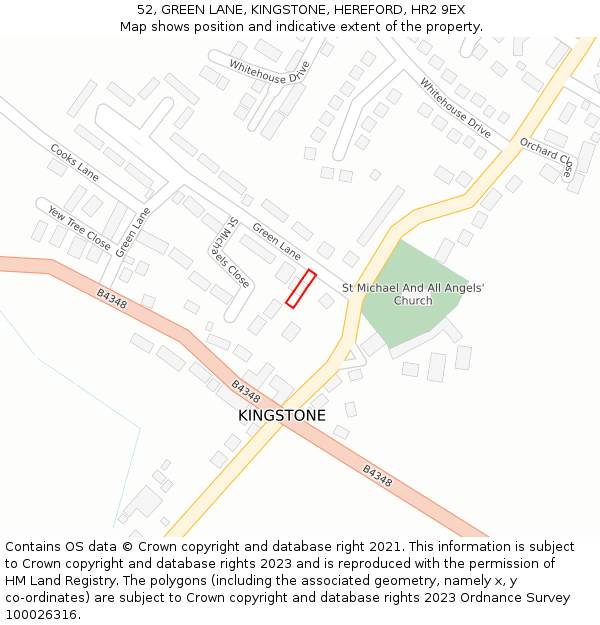 52, GREEN LANE, KINGSTONE, HEREFORD, HR2 9EX: Location map and indicative extent of plot