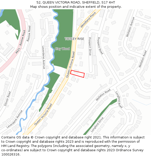 52, QUEEN VICTORIA ROAD, SHEFFIELD, S17 4HT: Location map and indicative extent of plot