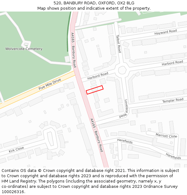 520, BANBURY ROAD, OXFORD, OX2 8LG: Location map and indicative extent of plot