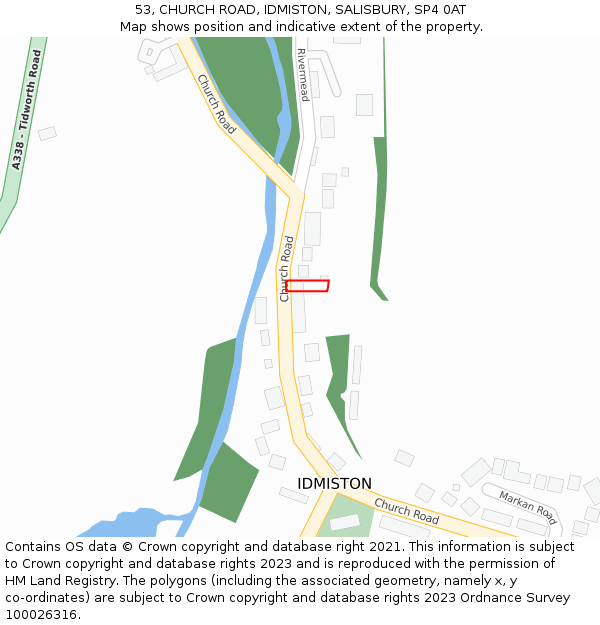 53, CHURCH ROAD, IDMISTON, SALISBURY, SP4 0AT: Location map and indicative extent of plot