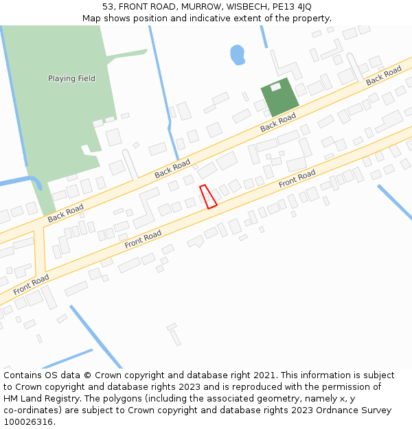 53, FRONT ROAD, MURROW, WISBECH, PE13 4JQ: Location map and indicative extent of plot