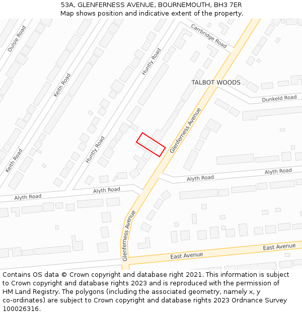 53A, GLENFERNESS AVENUE, BOURNEMOUTH, BH3 7ER: Location map and indicative extent of plot
