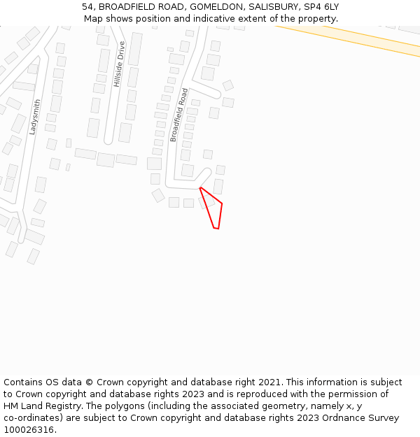 54, BROADFIELD ROAD, GOMELDON, SALISBURY, SP4 6LY: Location map and indicative extent of plot