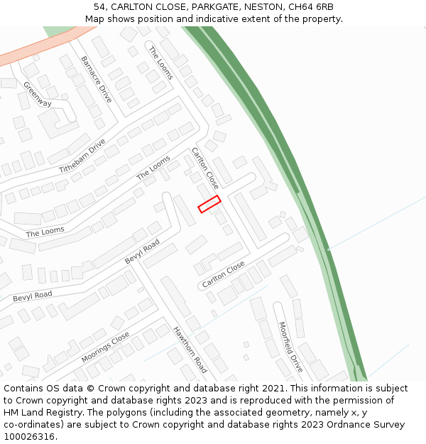 54, CARLTON CLOSE, PARKGATE, NESTON, CH64 6RB: Location map and indicative extent of plot