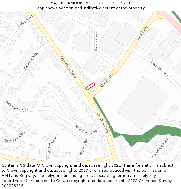 54, CREEKMOOR LANE, POOLE, BH17 7BT: Location map and indicative extent of plot