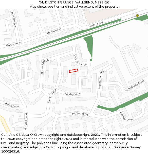 54, DILSTON GRANGE, WALLSEND, NE28 6JG: Location map and indicative extent of plot