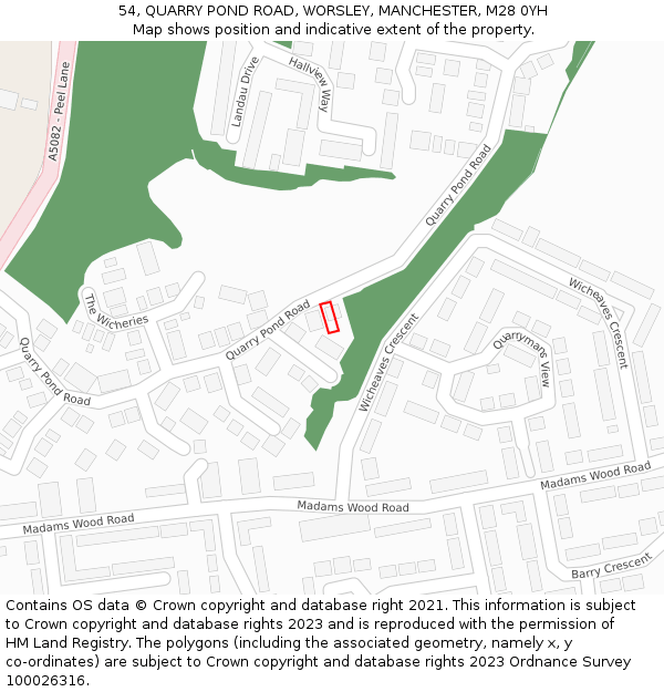 54, QUARRY POND ROAD, WORSLEY, MANCHESTER, M28 0YH: Location map and indicative extent of plot