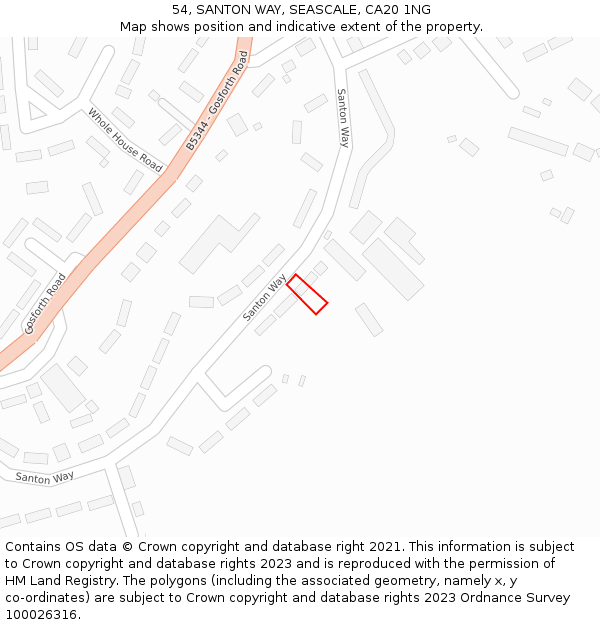 54, SANTON WAY, SEASCALE, CA20 1NG: Location map and indicative extent of plot