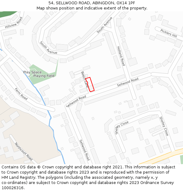 54, SELLWOOD ROAD, ABINGDON, OX14 1PF: Location map and indicative extent of plot