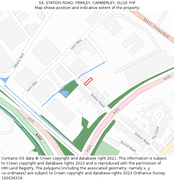 54, STATION ROAD, FRIMLEY, CAMBERLEY, GU16 7HF: Location map and indicative extent of plot