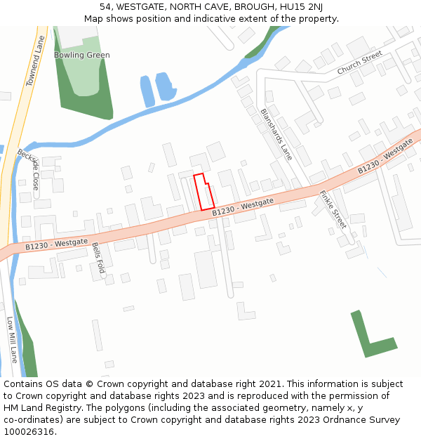 54, WESTGATE, NORTH CAVE, BROUGH, HU15 2NJ: Location map and indicative extent of plot