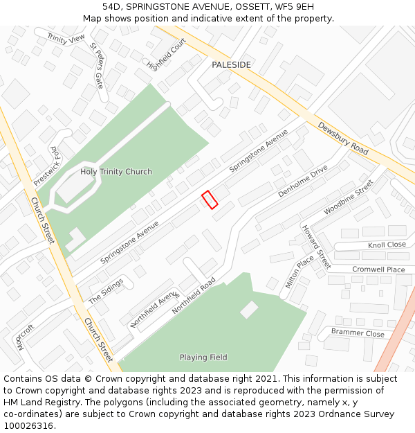 54D, SPRINGSTONE AVENUE, OSSETT, WF5 9EH: Location map and indicative extent of plot