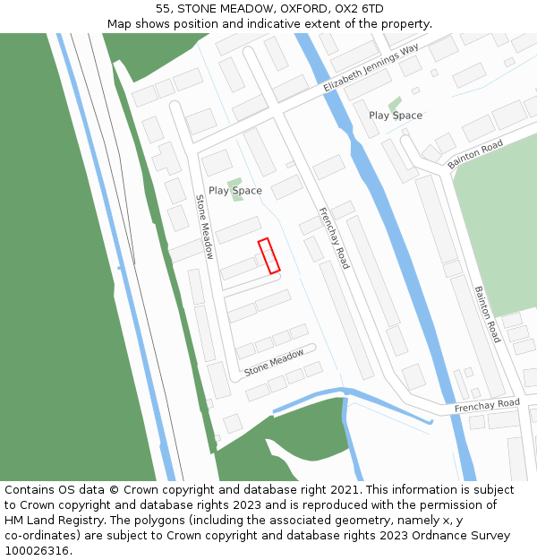 55, STONE MEADOW, OXFORD, OX2 6TD: Location map and indicative extent of plot