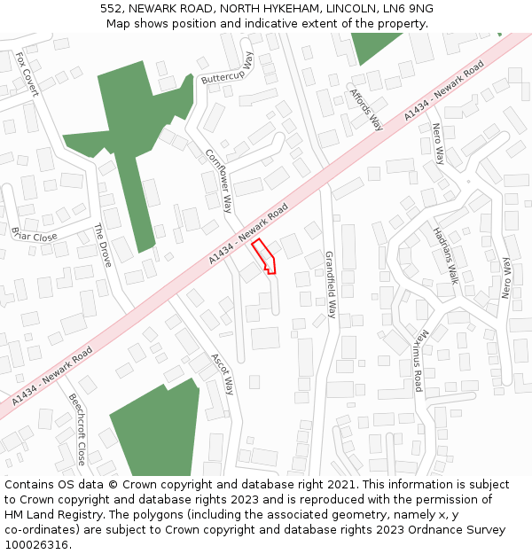 552, NEWARK ROAD, NORTH HYKEHAM, LINCOLN, LN6 9NG: Location map and indicative extent of plot