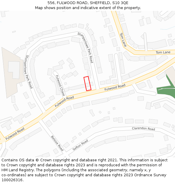 556, FULWOOD ROAD, SHEFFIELD, S10 3QE: Location map and indicative extent of plot