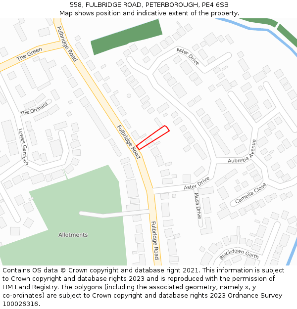 558, FULBRIDGE ROAD, PETERBOROUGH, PE4 6SB: Location map and indicative extent of plot