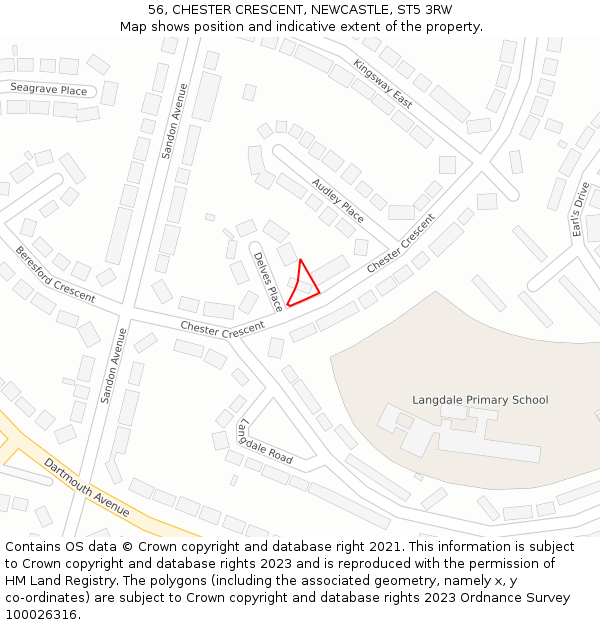 56, CHESTER CRESCENT, NEWCASTLE, ST5 3RW: Location map and indicative extent of plot