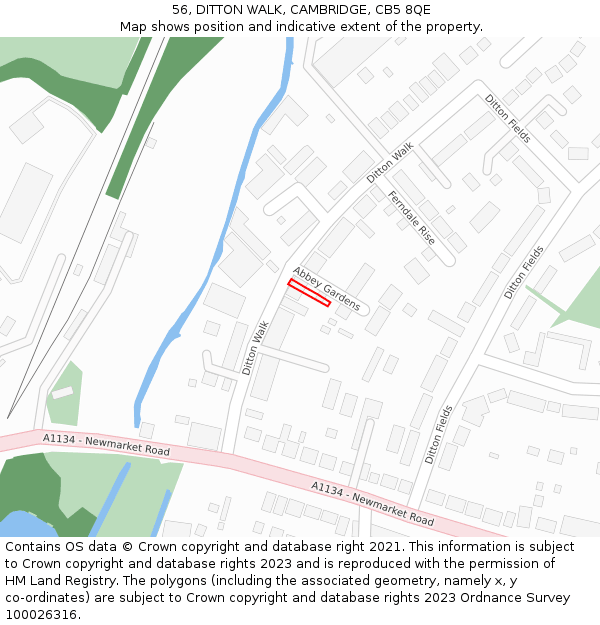 56, DITTON WALK, CAMBRIDGE, CB5 8QE: Location map and indicative extent of plot